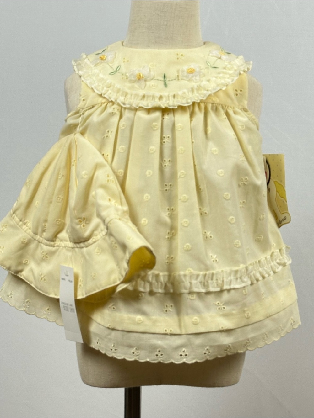 LITTLE BITTY NWT Vintage yellow baby sundress and hat- size 18 months